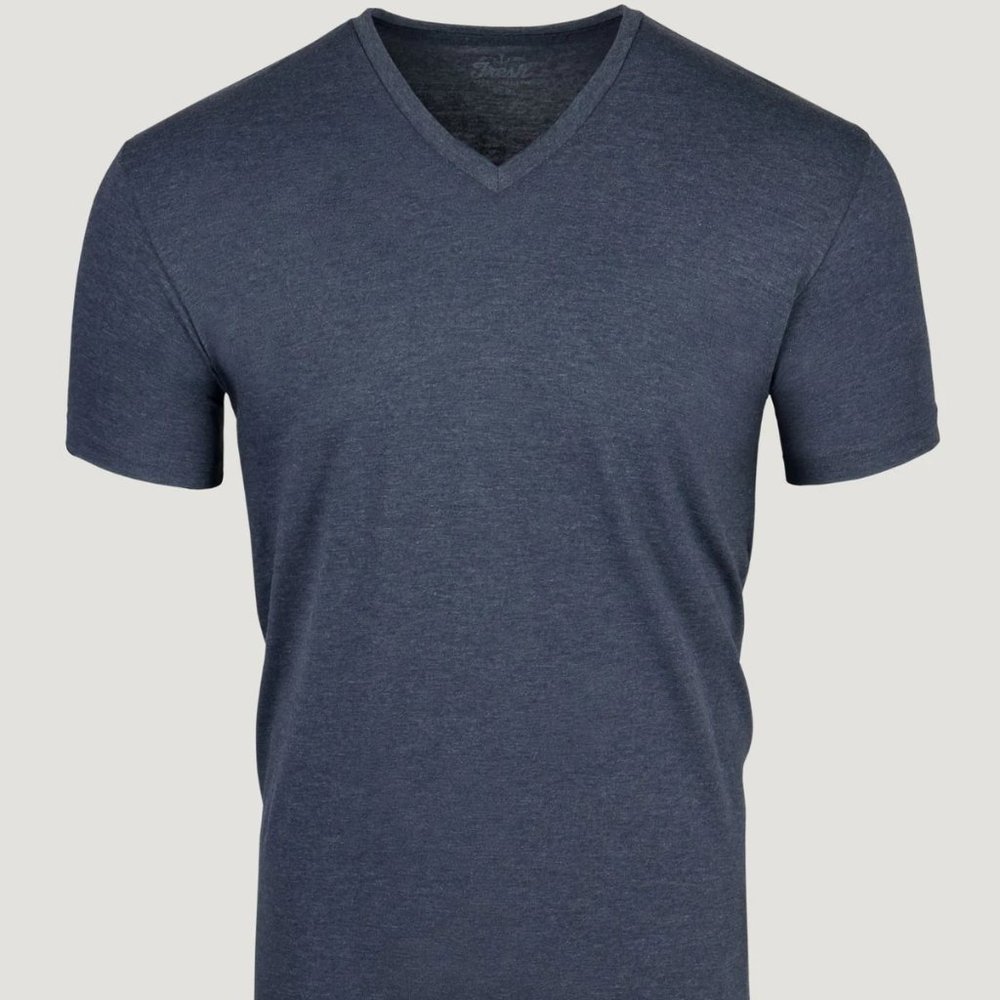 FRESH CLEAN TEES MEN'S V-NECK TEE SHIRT , NAVY - Picture 3 of 6